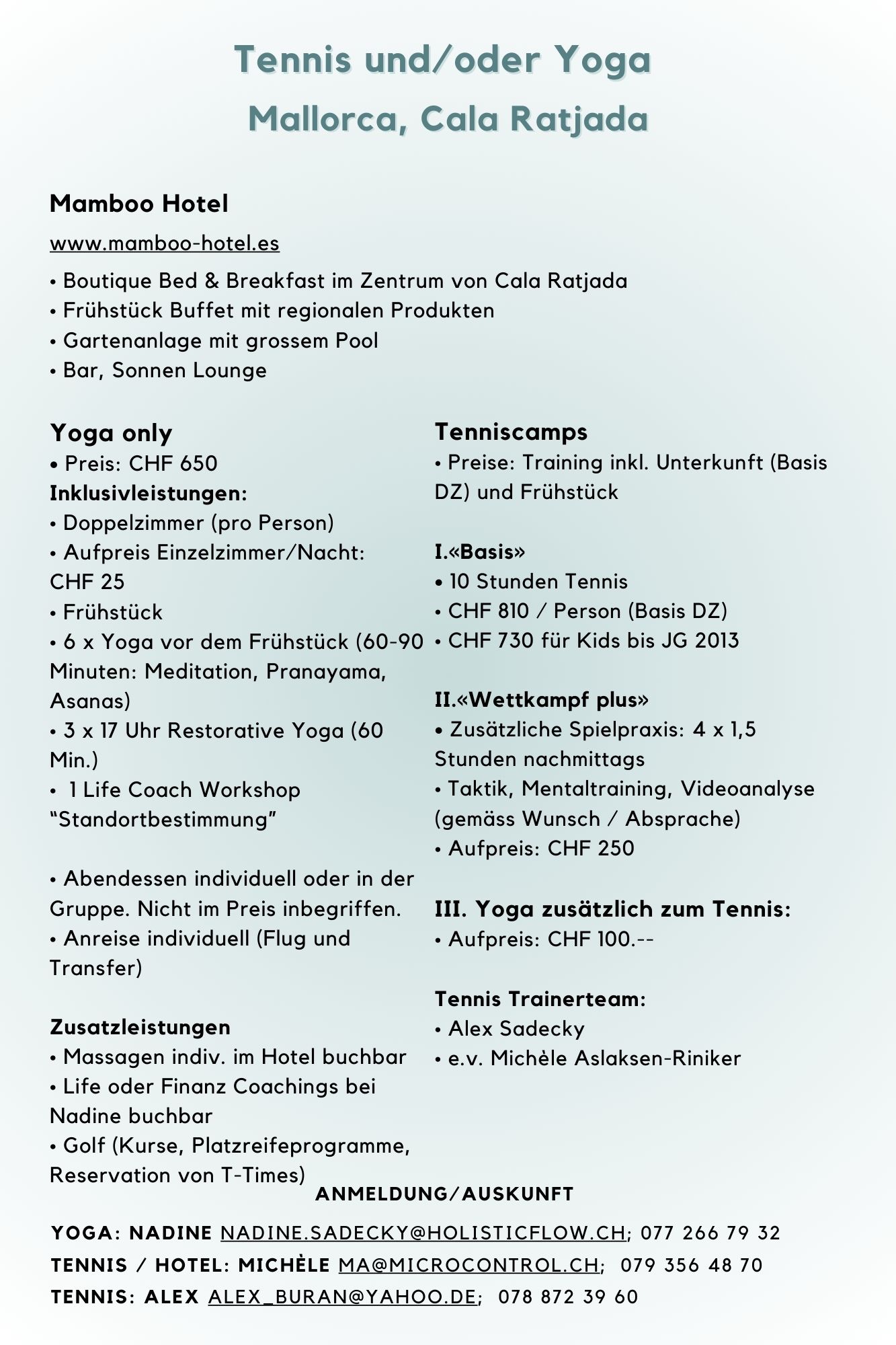 2 Infos Tennis & Yoga Ferien